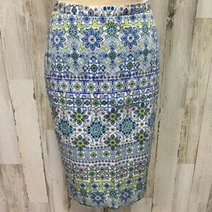 PURE Collection Blue Mosaic Print Pencil‎ Skirt